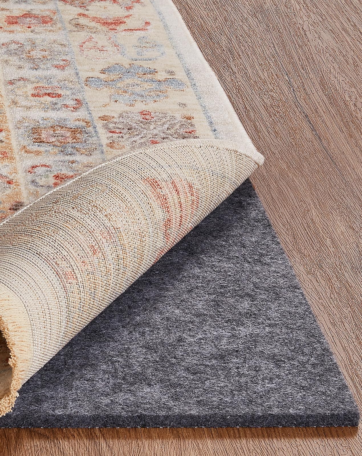 Veken Non Slip Cushioned Rug Pad Gripper 9 x 12 Ft, Felt and Silicone Backing, 1/8 inch Thick Carpet Liner for Hardwood Floors a