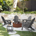 Lue Bona Folding Adirondack Chair Set Of 4, Dark Gray Hdps Fire Pit Patio Chairs Weather Resistant, Modern Plastic Outdoor Chairs With Cup Holder