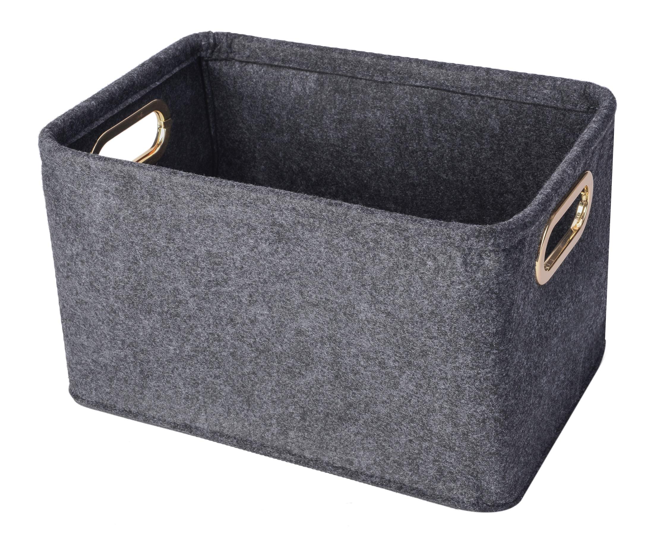 Collapsible Storage Bins Foldable Felt Fabric Storage Basket Organizer Boxes Containers with Handles Metal Handles for Nursery T