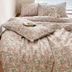 Boho Floral Duvet Cover Twin Soft Cotton Aesthetic Floral Bedding Sets French Style Pink Blue Flower Branches Duvet Cover Chic S