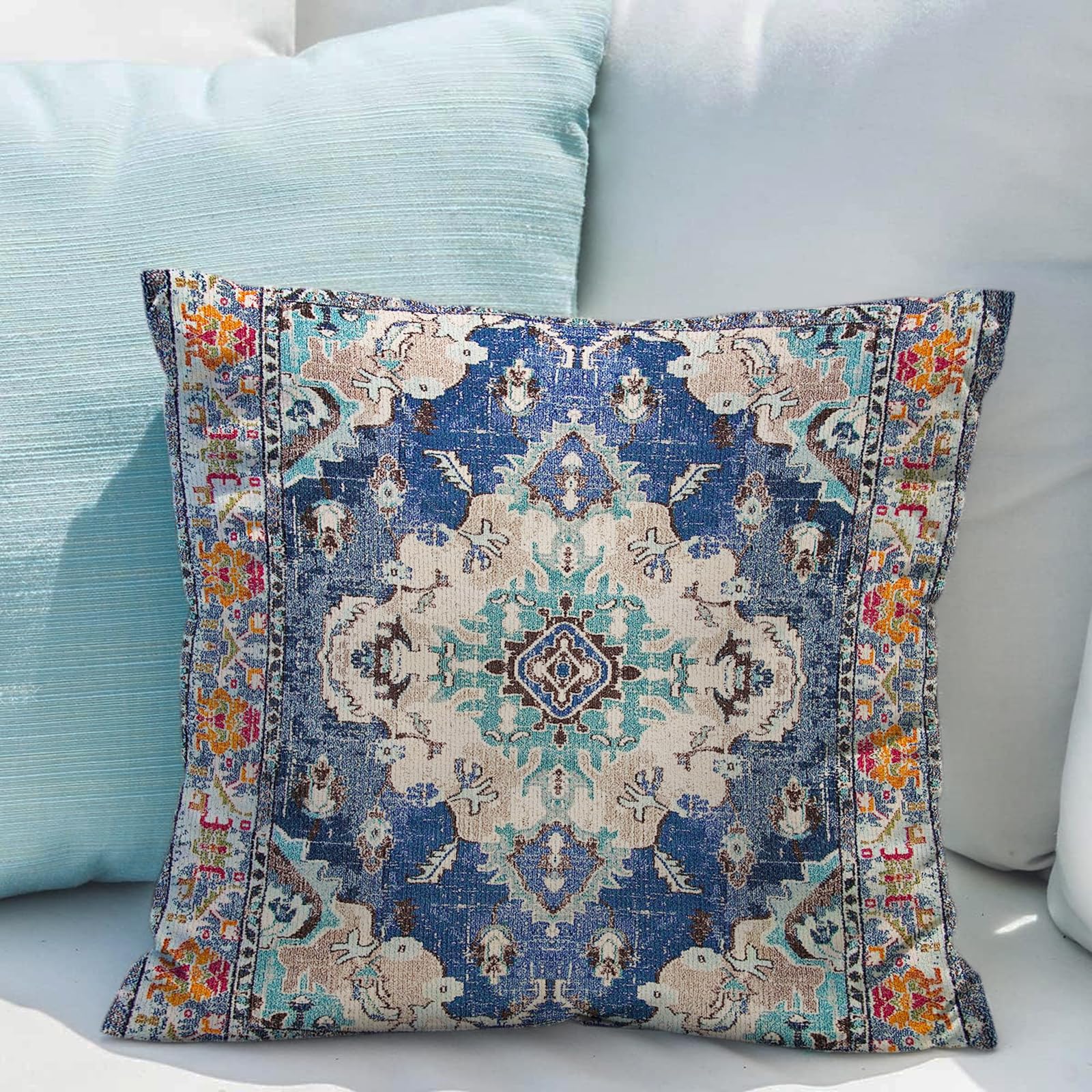 Snycler Boho Throw Pillow Covers 22X22 Inch Set Of 2 Boho Rug Carpet Double Sided Pattern Cotton Soft Pillow Case Cushion Cover