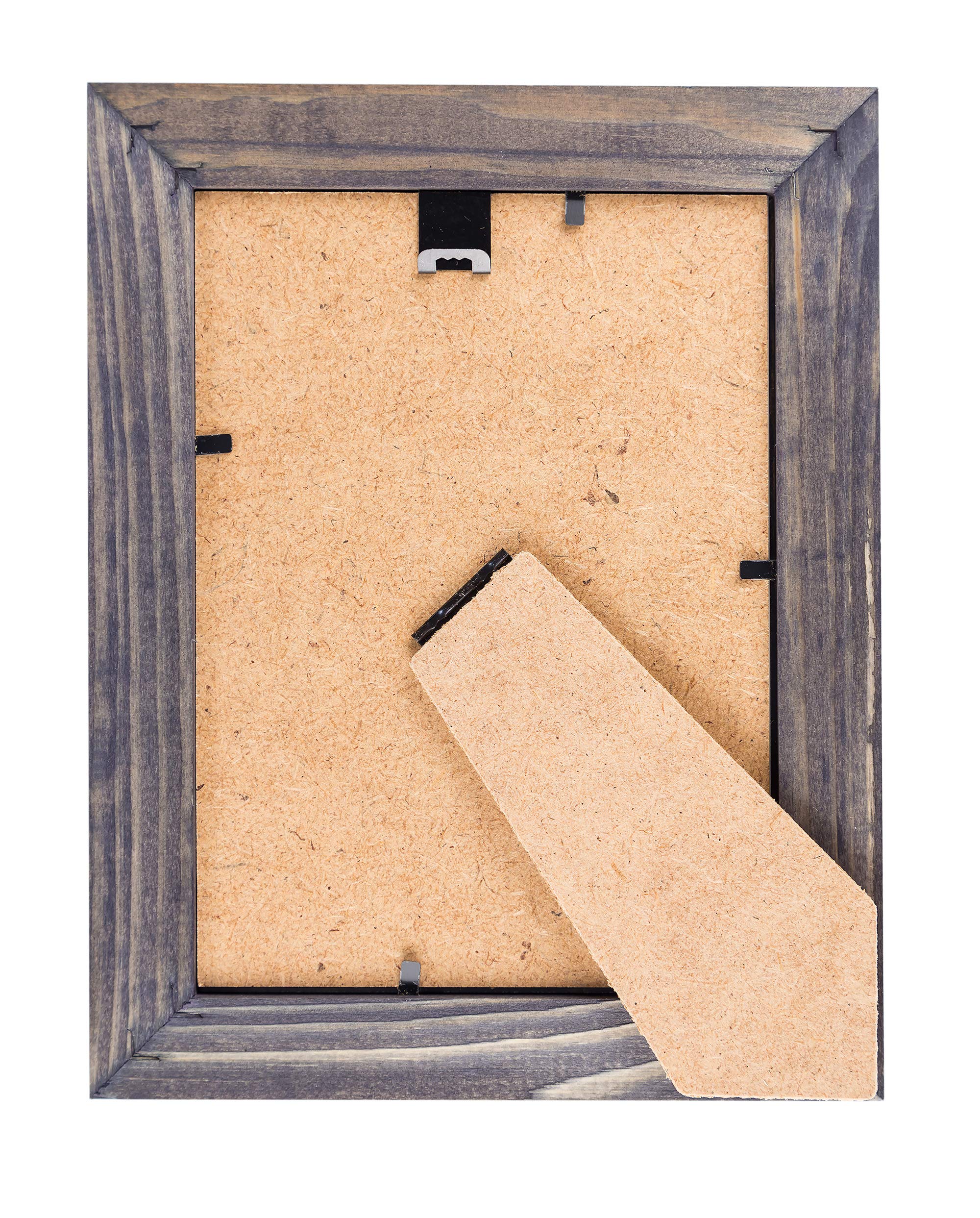 Rustic Wooden Picture Frames 8X10 - Old Dark Grey - Set Of 2-100% Natural Eco Solid Wood And High Definition Real Glass For Wall