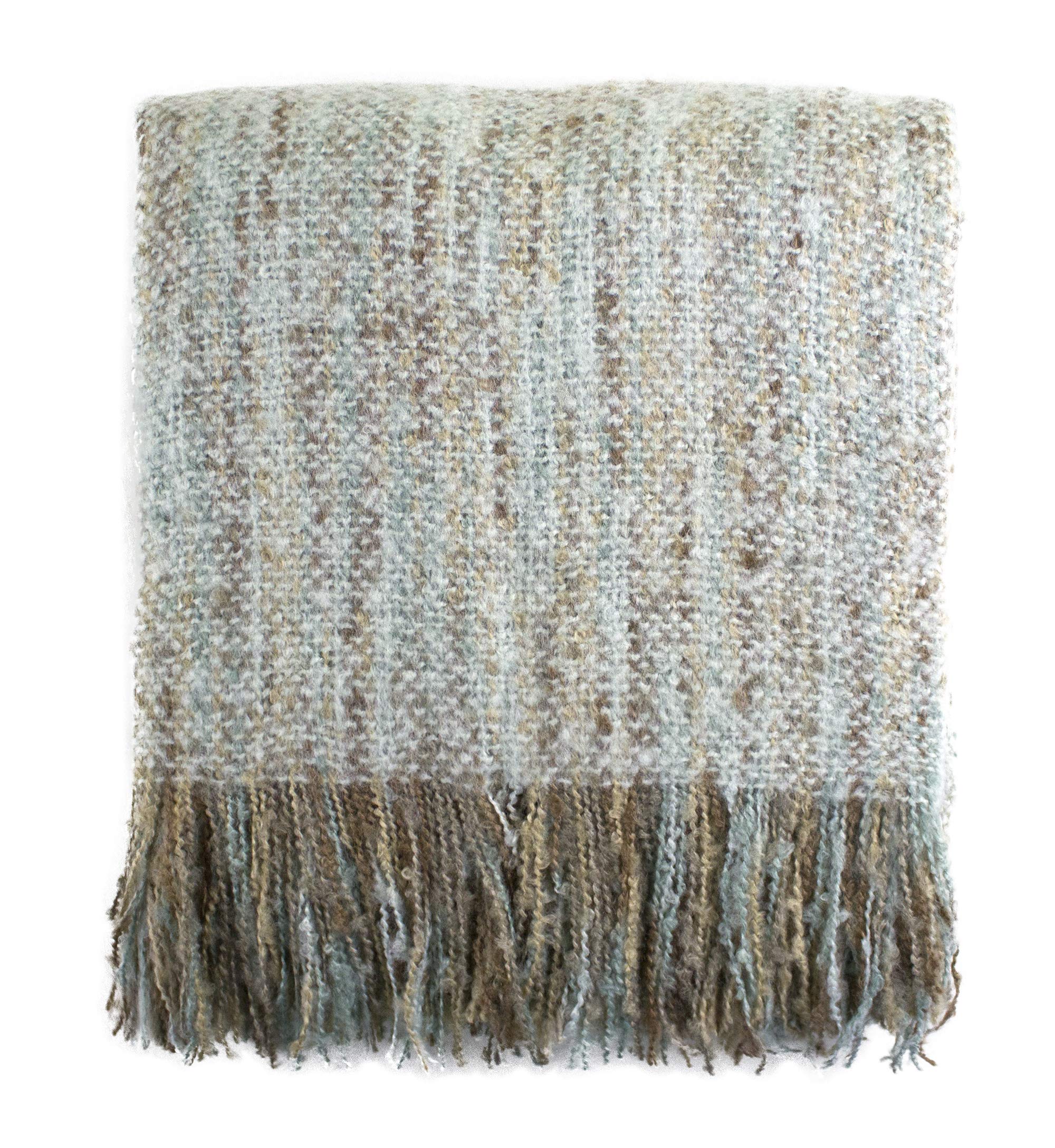 Fennco Styles Faux Mohair Shabby Chic Throw Blanket, 50'X60' (Aqua)