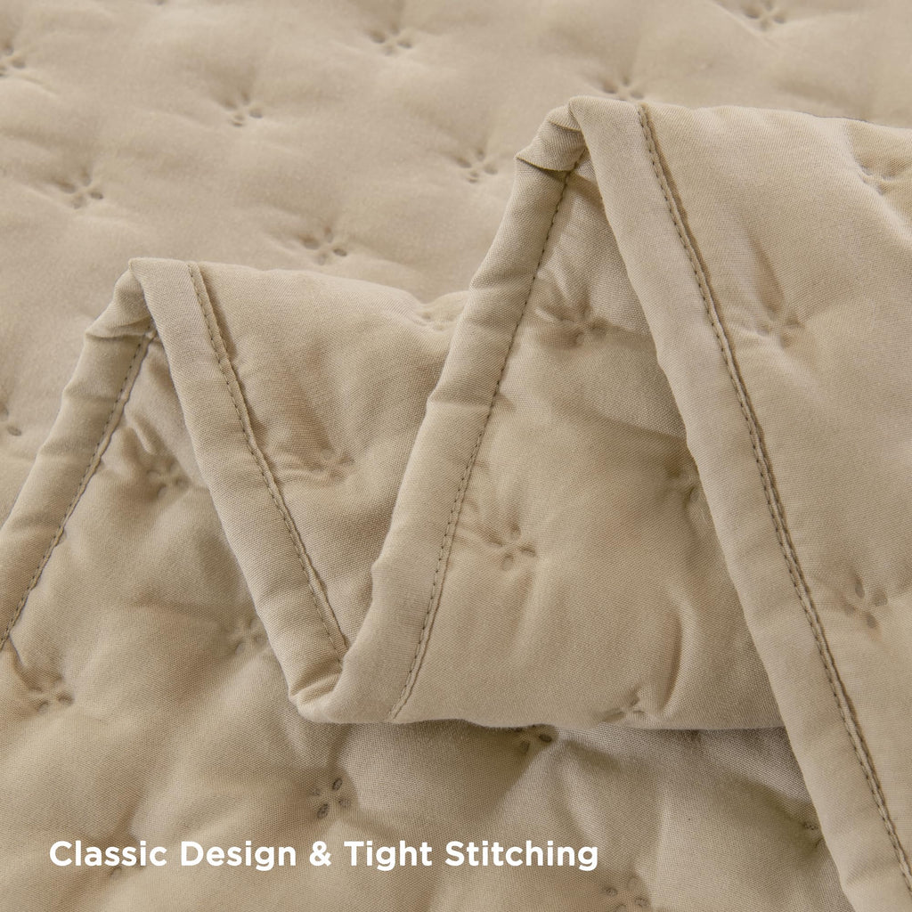 Andency Beige California King Size Quilt Bedding Set (112X104 Inch), 3 Pieces Soft Lightweight Bedspread Coverlet, Boho Summer Q