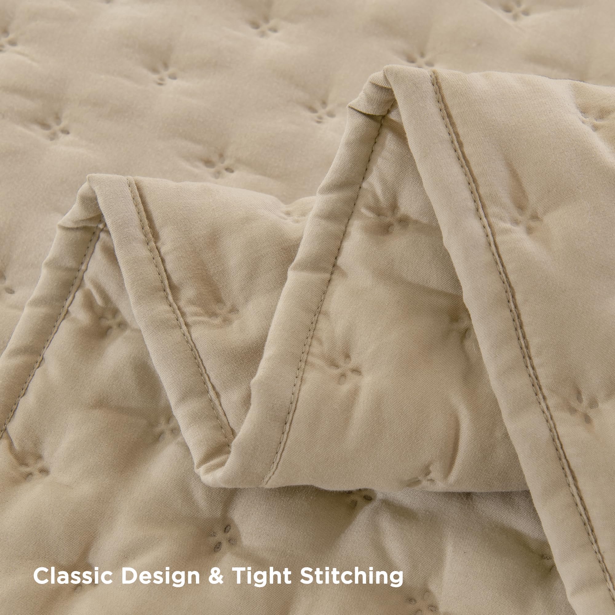 Andency Beige California King Size Quilt Bedding Set (112X104 Inch), 3 Pieces Soft Lightweight Bedspread Coverlet, Boho Summer Q