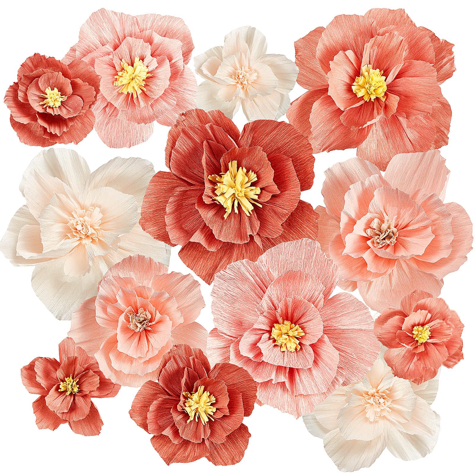 Cholemy 24 Pcs Tissue Paper Flowers, Crepe Paper Flowers Decorations 8 10 12 for Wedding Party Baby Bridal Shower Carnival Party