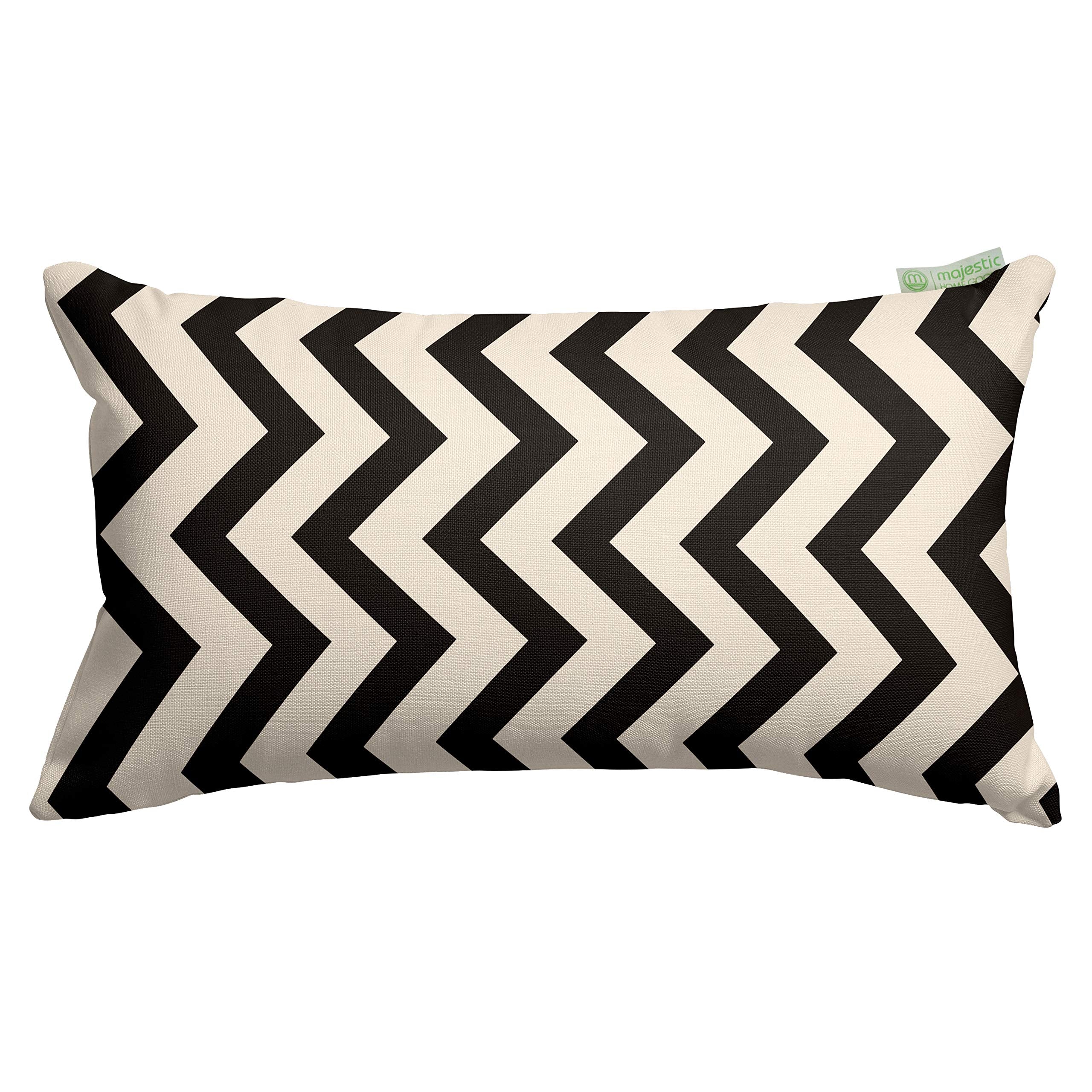 Majestic Home Goods Black Chevron Indoor / Outdoor Small Throw Pillow 20' L X 5' W X 12' H