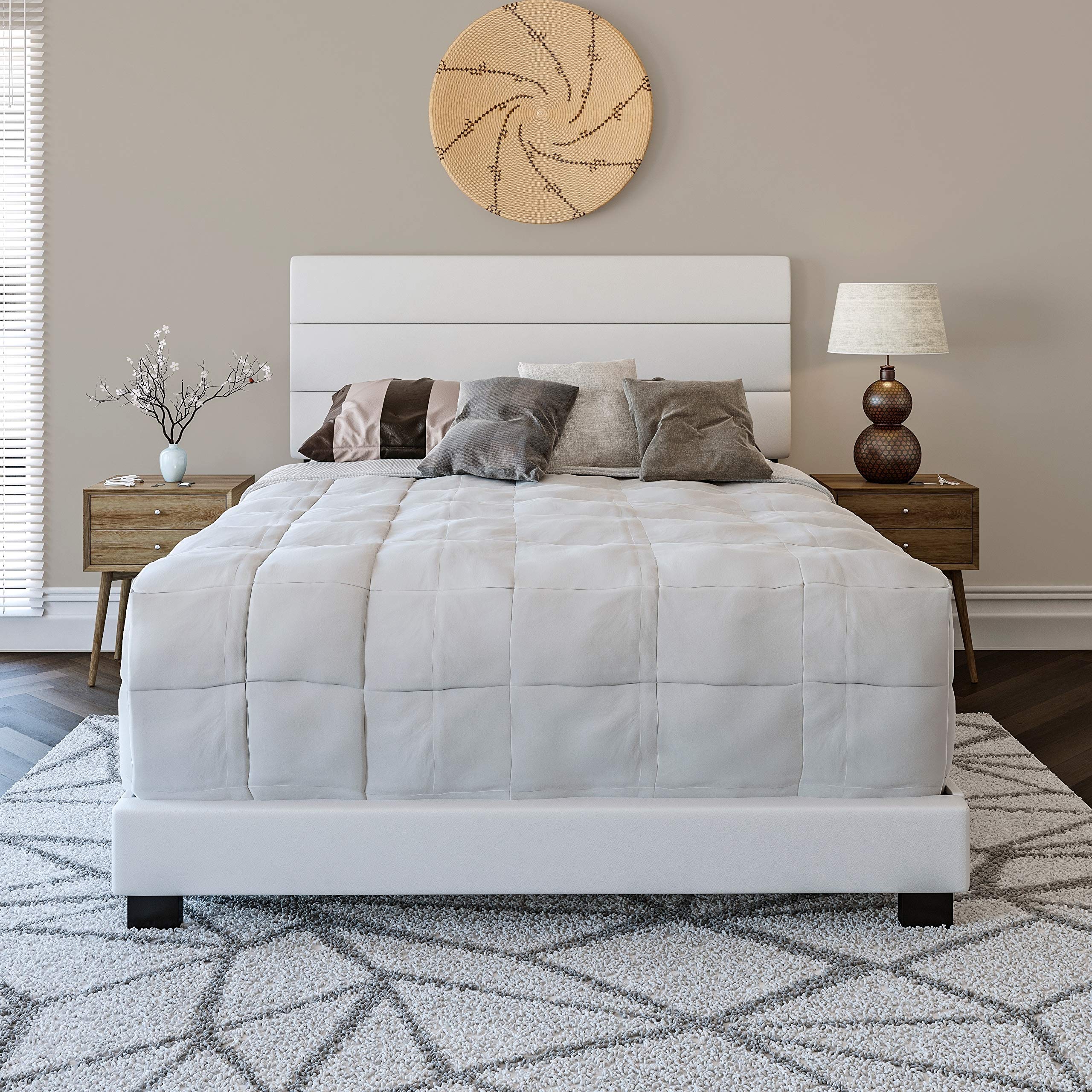 Sleep Sync Ferrara Padded Upholstered Faux Leather Bed White King