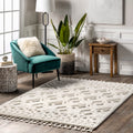 nuLOOM Akia Lattice High/Low Tassel Area Rug, 9x12, Beige