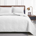 Love'S Cabin King Size Quilt Set White Bedspreads - Soft Bed Summer Quilt Lightweight Microfiber - Modern Style Coin Pattern Cov