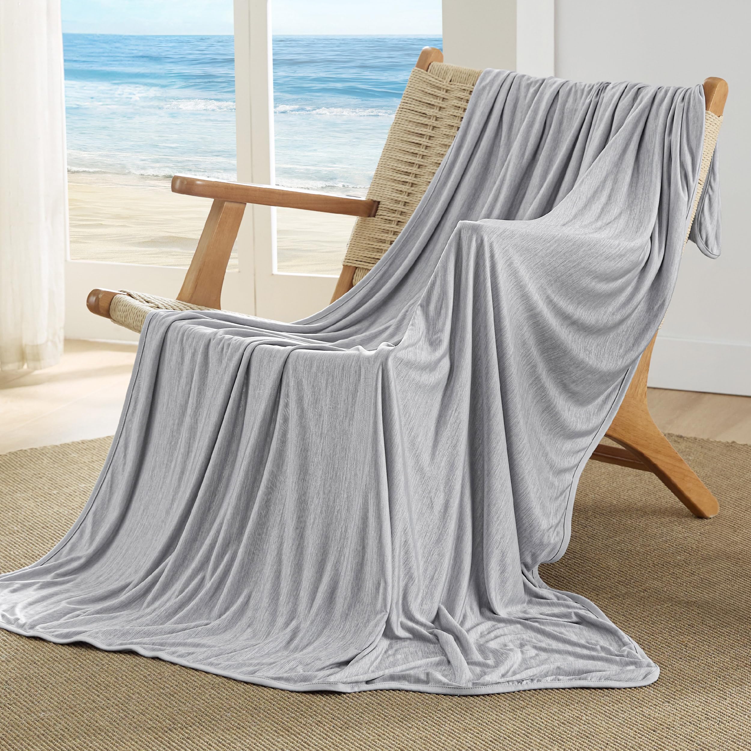 Bedsure Light Grey Cooling Blanket Twin Xl For Hot Sleepers - Spring Summer Blanket With Rayon Derived From Bamboo For Twin Size