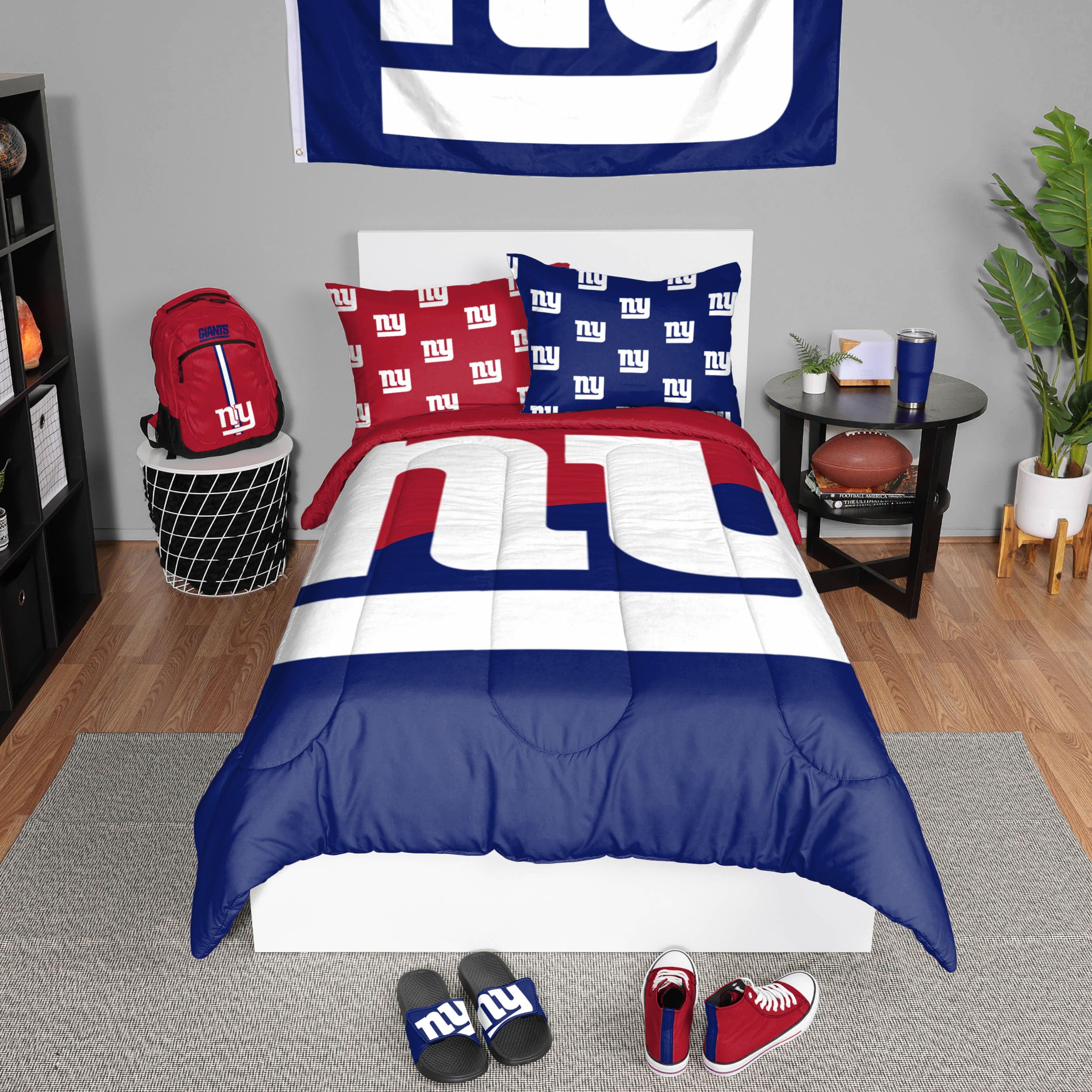 Foco New York Giants Nfl Team Color Bed In A Bag Comforter Bedding 3 Piece Twin Set