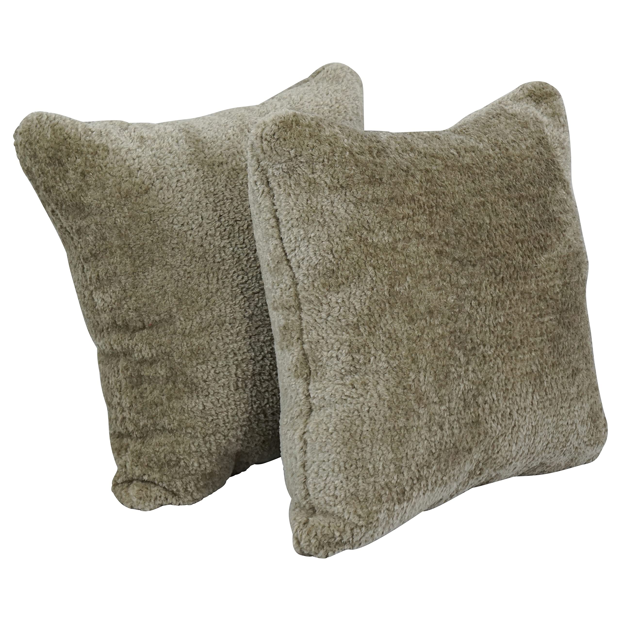Blazing Needles Square Faux Fur Throw Pillows, 17&quot;, Elton Taupe 2 Count