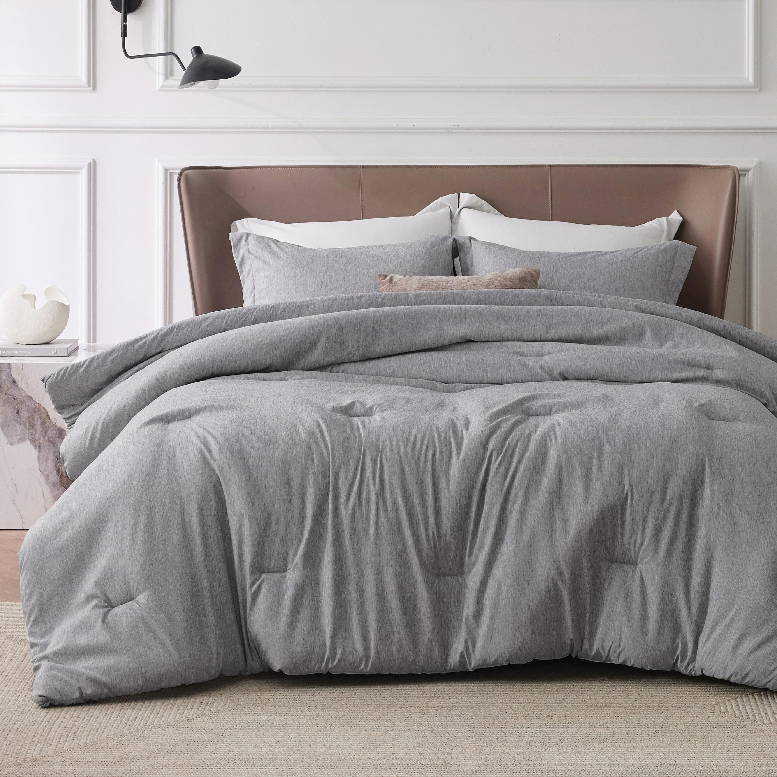 Bedsure California King Comforter Set - Dark Grey Cal King Size Comforter, Soft Bedding For All Seasons, Cationic Dyed Bedding S