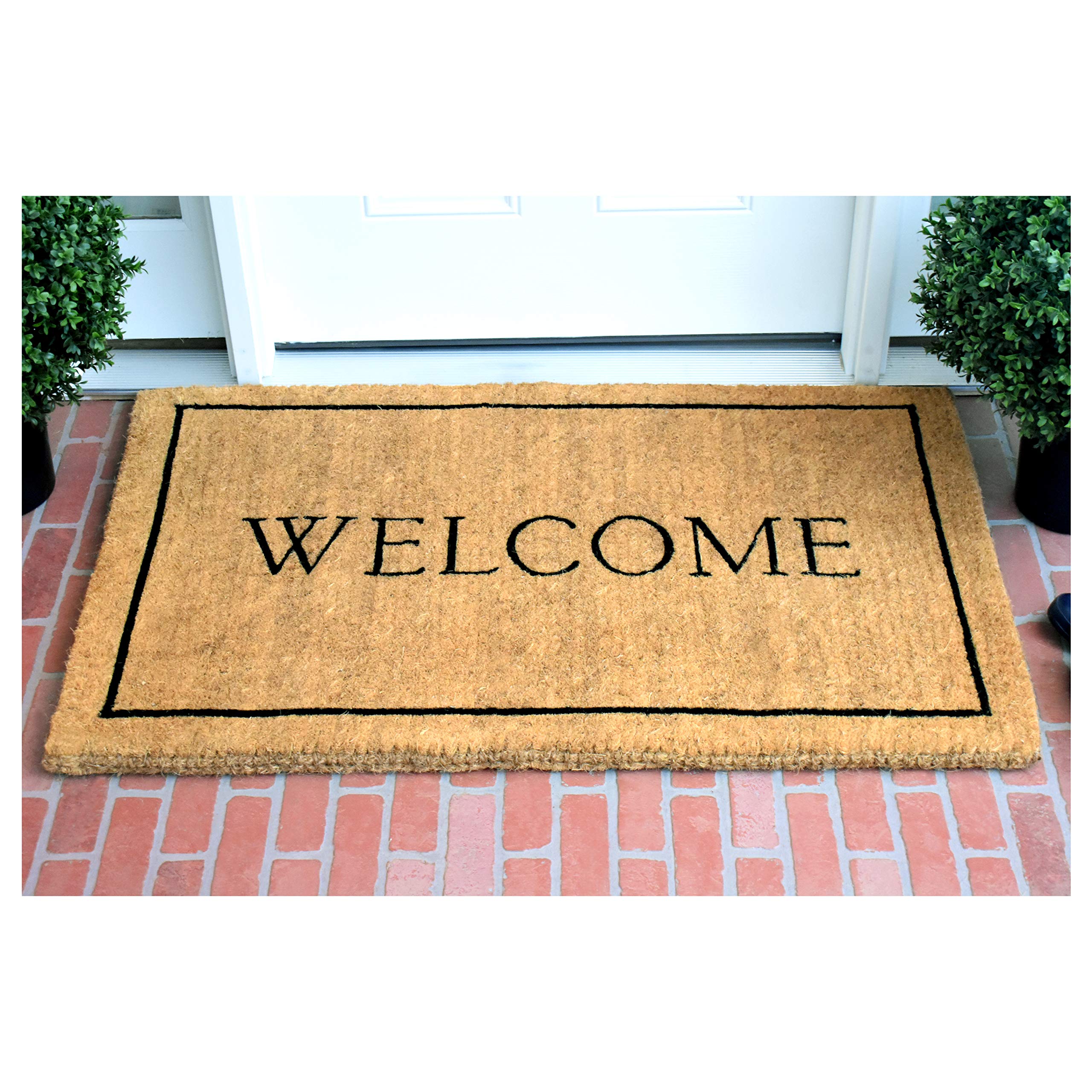 Calloway Mills Az104813048 Welcome Border, 100% Coir Doormat, 30' X 48' X 1.50', Natural/Black