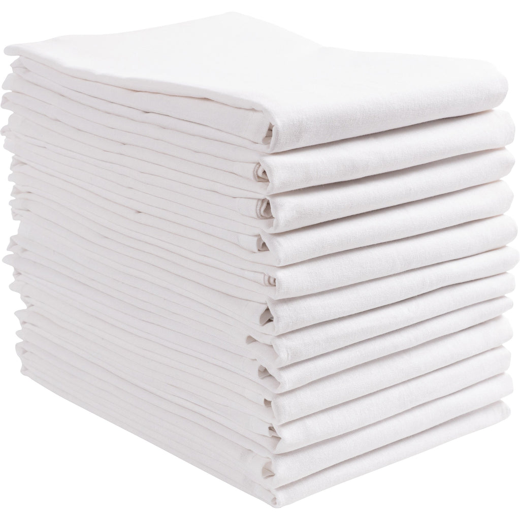 KAF Home Set of 12 White Flat Flour Sack Embroidery/Craft Kitchen Towels, 100-Percent Cotton, Lightweight, Thin, Absorbent, Extr