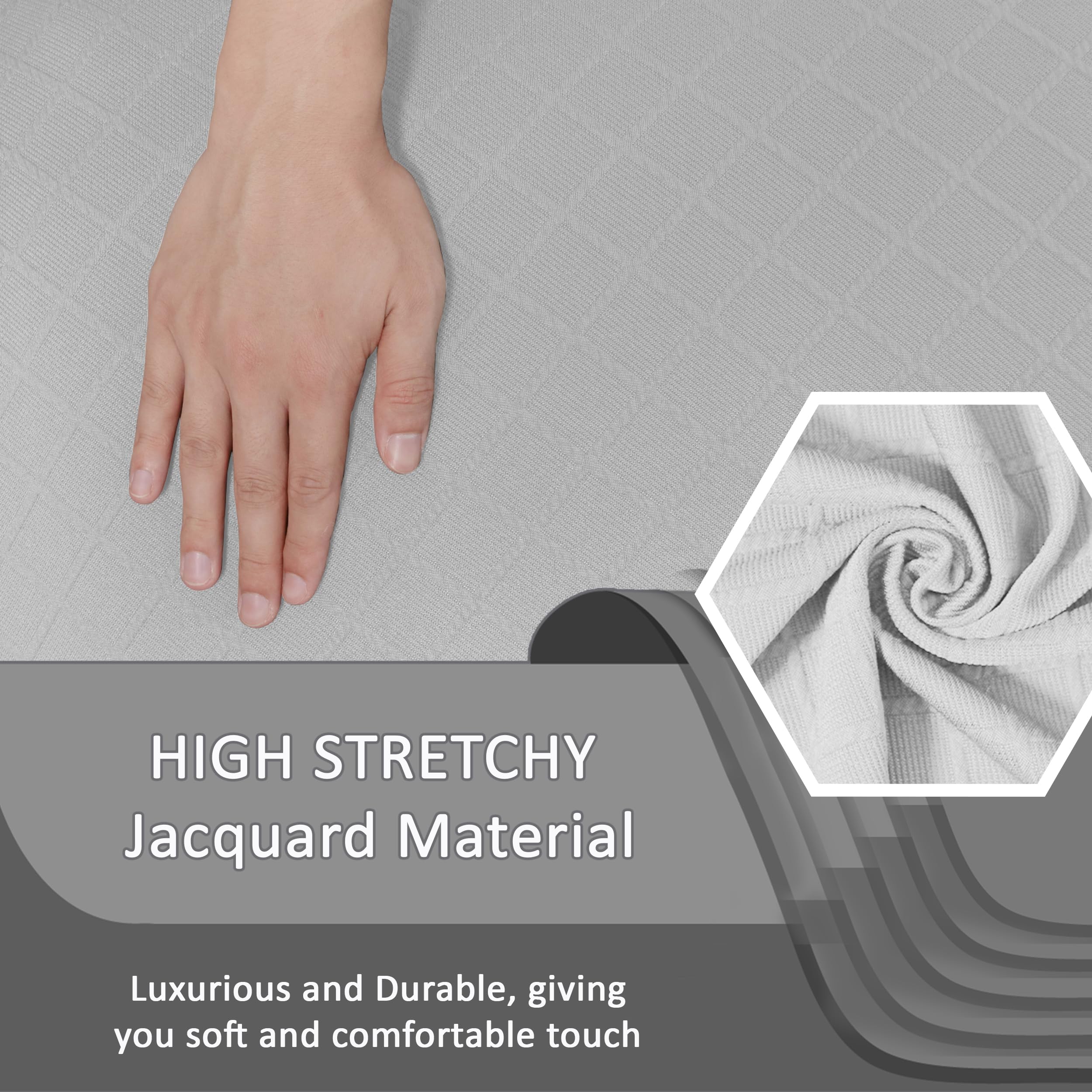 Ulticor Jacquard Loveseat Recliner Slipcover, 6-Piece, 48-65'' L, Washable, White