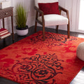 SAFAVIEH Adirondack Collection Area Rug - 55 x 77, Red & Black, Floral Glam Damask Distressed Design, Non-Shedding & Easy Care