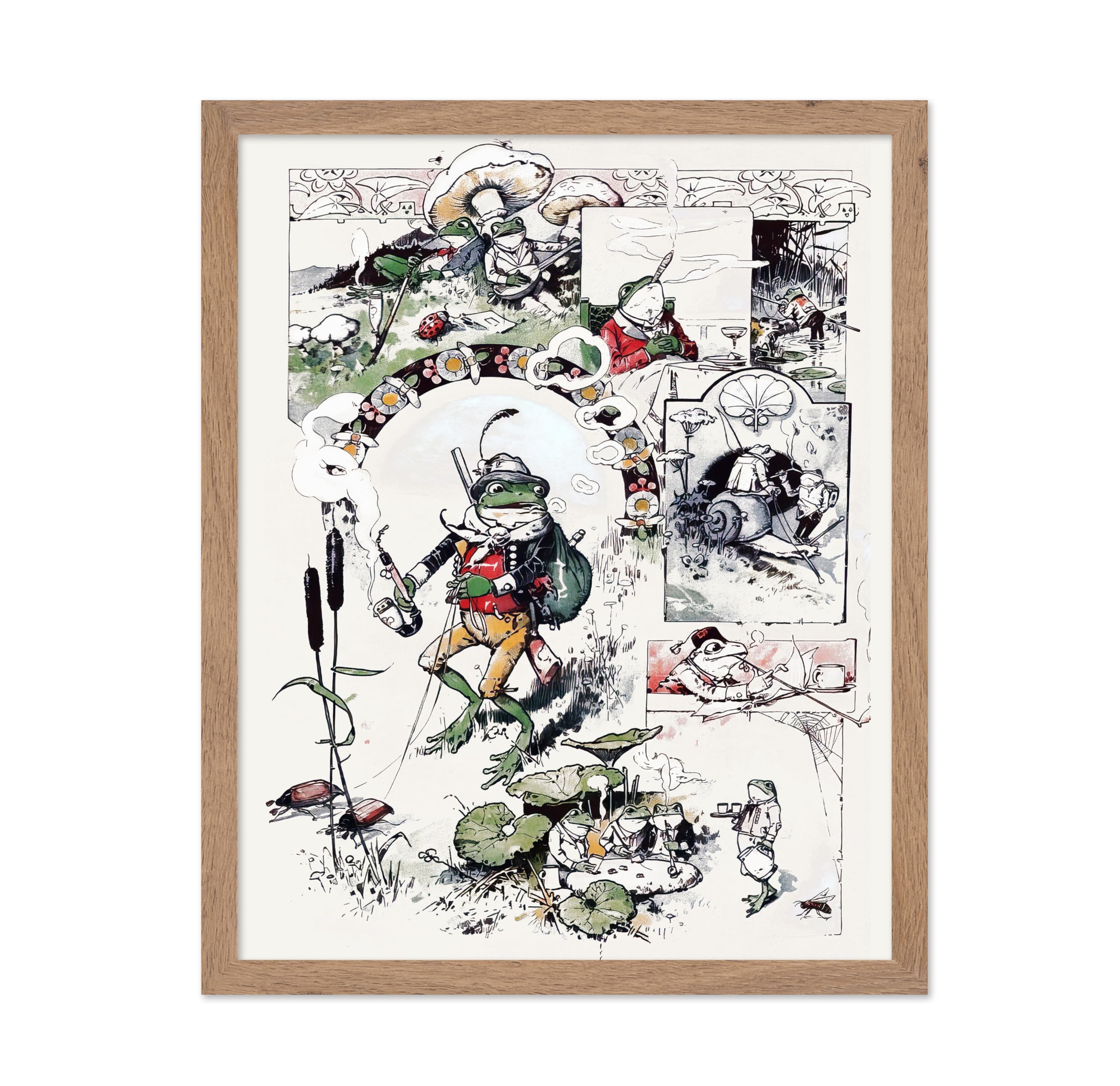 Poster Master Vintage Animal Poster - Retro Surrealism Print - Gift for Artist, Friend - Smoking Frog, Funny Toad, Snail, Mushro