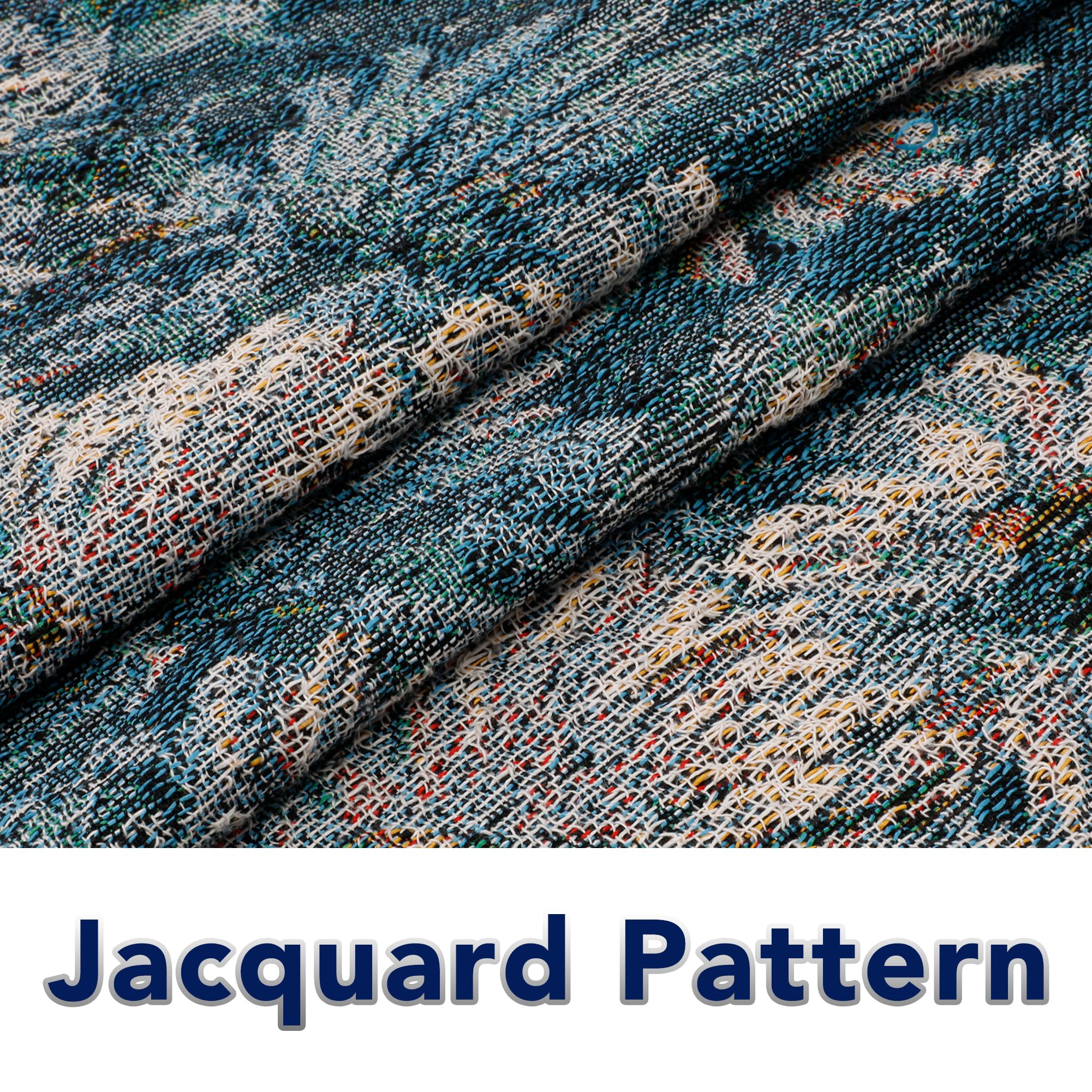 Purefit Geometric Jacquard Throw Sofa Cover - Textured Soft Washable Decorative Couch Covers For 3 Cushion Couch, Throw Cover With Tassels Furniture Protector For Pets (Medium, Flower Peacock Blue)