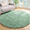 ONASAR Sage Green Round Area Rug 6ft, Soft Bedroom Circle Rugs for Kids Girls Teen Room, Cute Furry Plush Shaggy Carpet Floor Ma