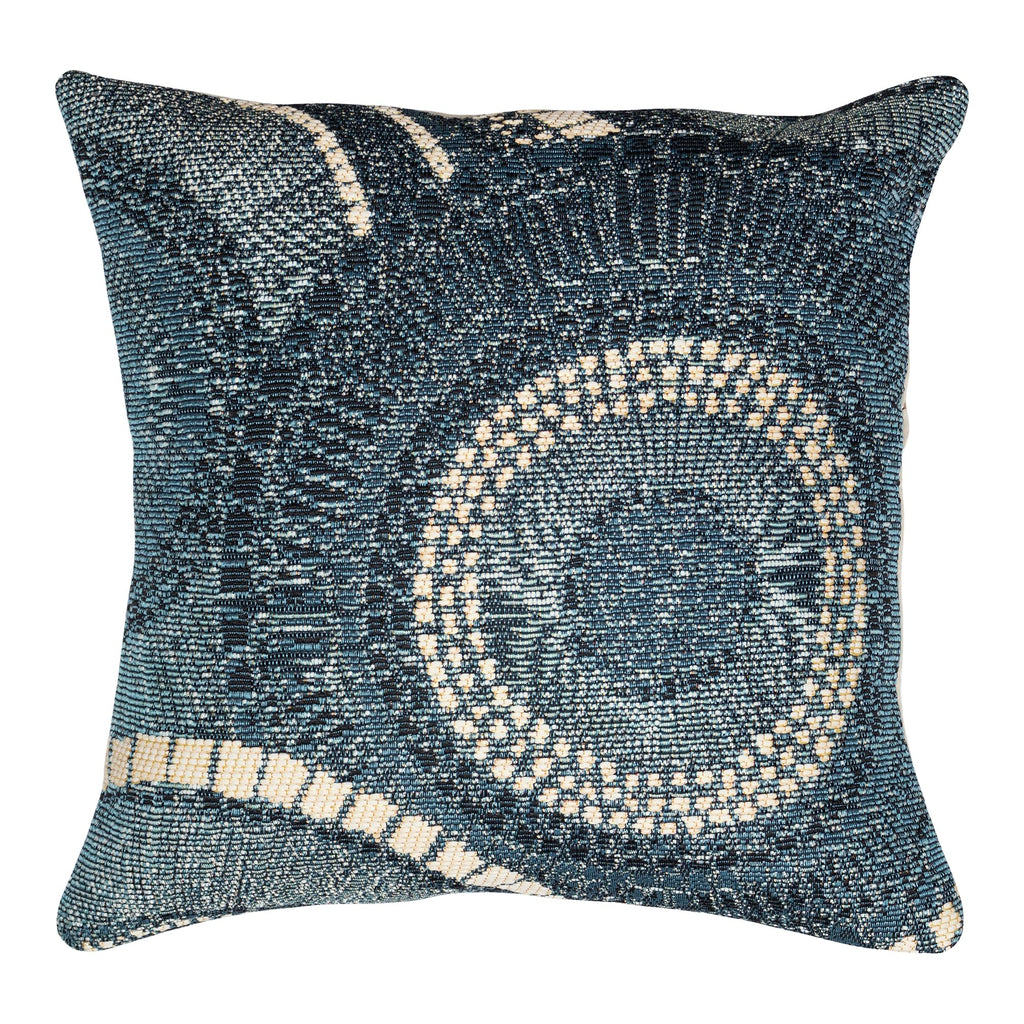 Liora Manne Marina Indoor/Outdoor Power Loomed Easy Care Pillows, 18 X 18-Inch, Circles Delft