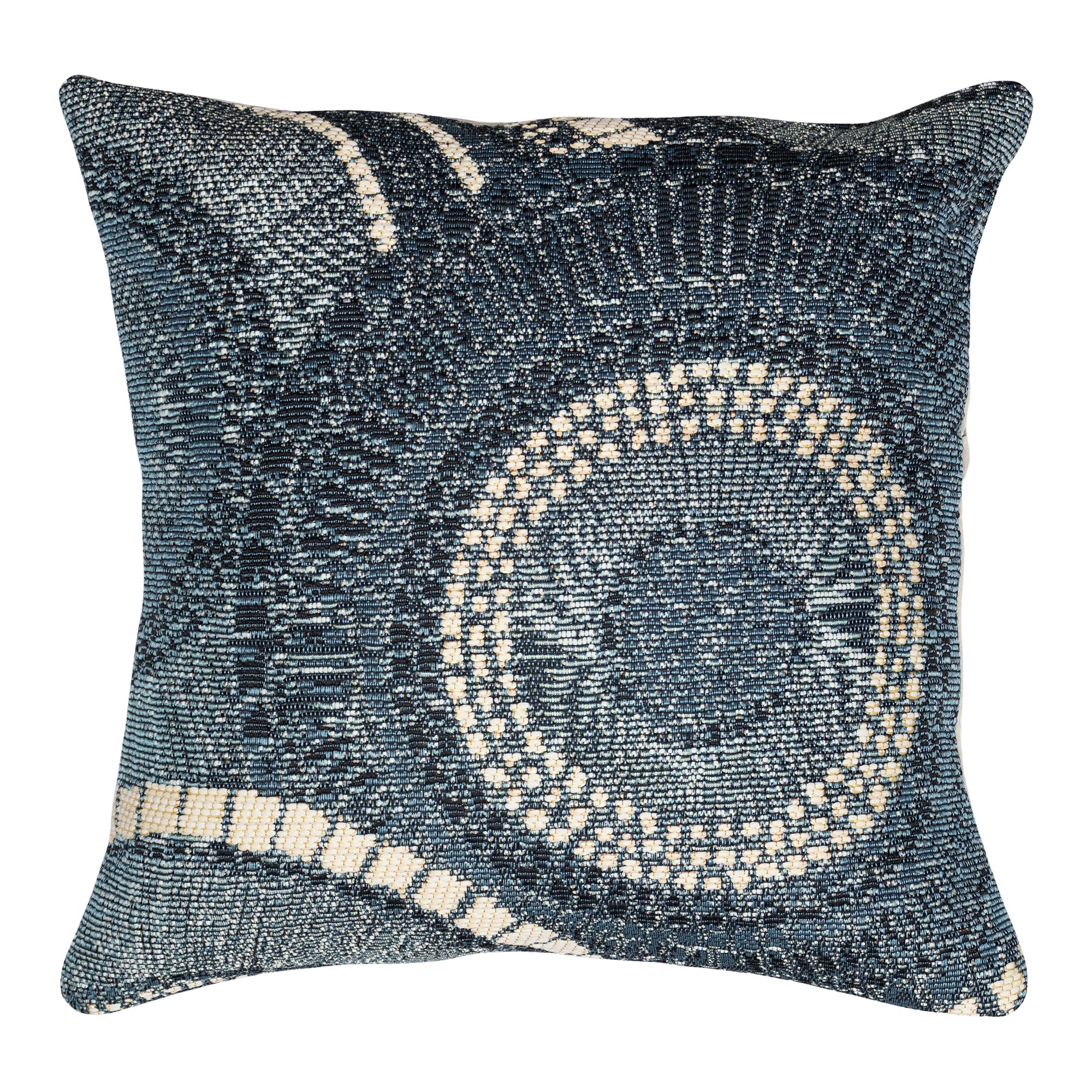 Liora Manne Marina Indoor/Outdoor Power Loomed Easy Care Pillows, 18 X 18-Inch, Circles Delft