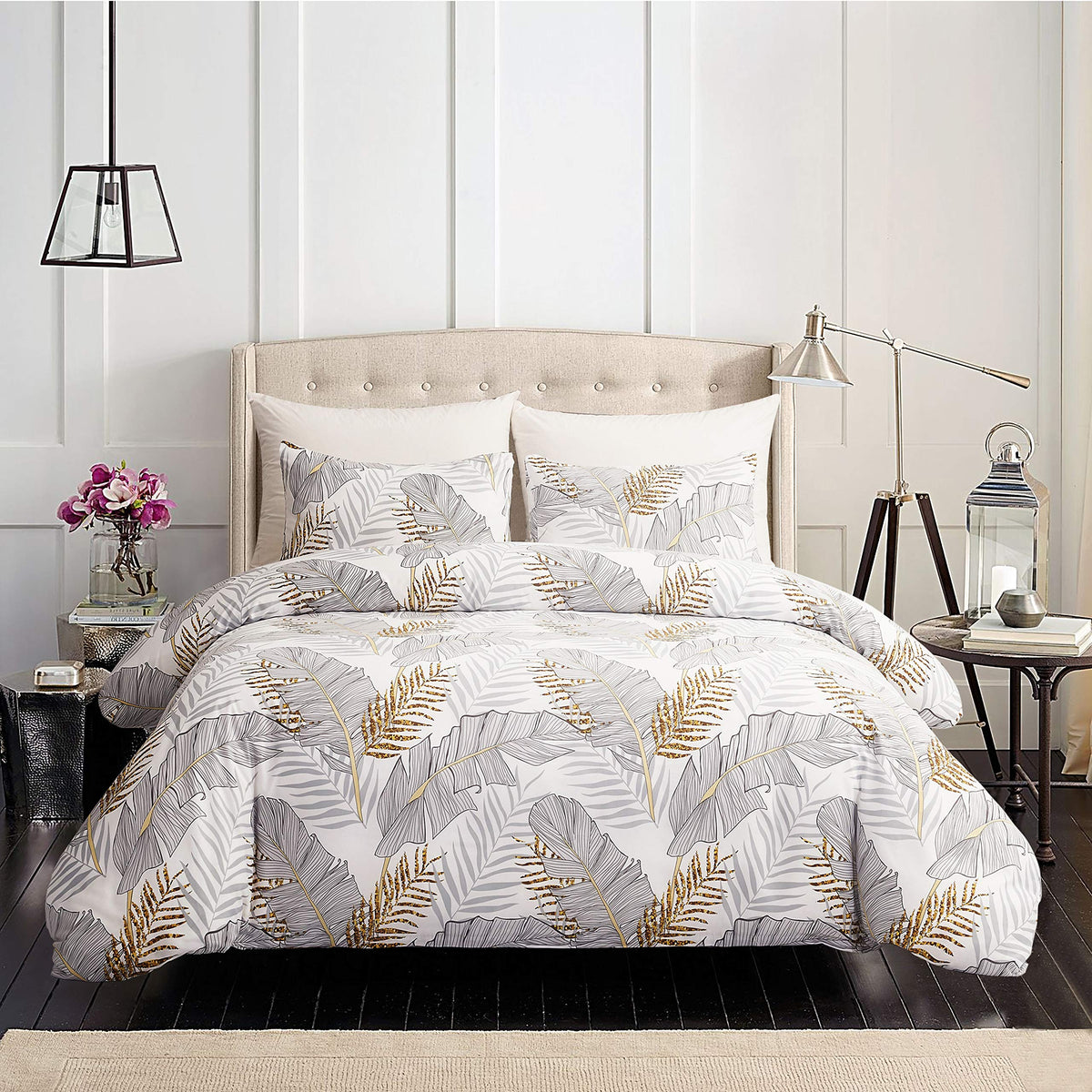 Getiann Soft Bedding Duvet Cover Set Queen Banana Leaf Comforter Cover Set Full 90'X90'(1 Comforter Cover With 2 Pillow Shams)