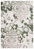 SAFAVIEH Adirondack Collection Area Rug - 3 x 5, Ivory & Dark Green, Floral Damask Glam Design, Non-Shedding & Easy Care, Idea
