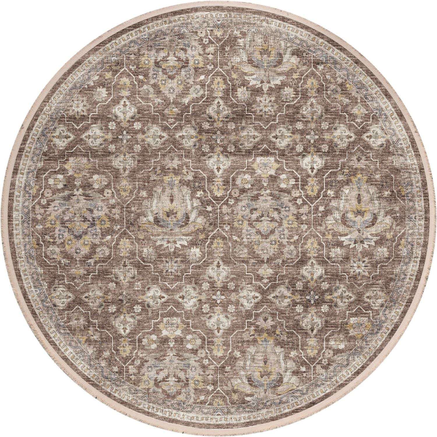 Marbella Mb4Mo8Ro 8 Ft. Marbella Mb4 Round Rug, Mocha