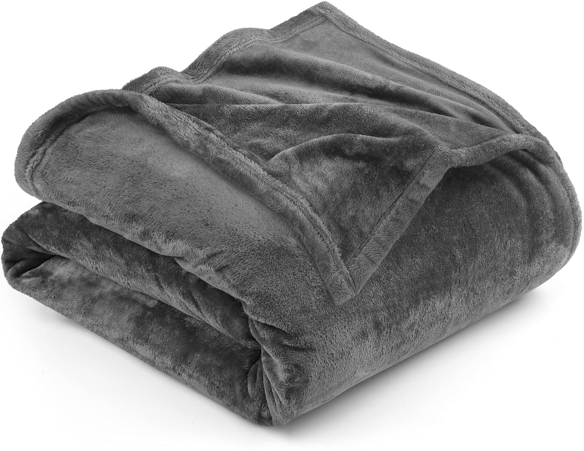 Utopia Bedding Fleece Blanket California King Size Grey 300Gsm Luxury Fuzzy Soft Anti-Static Microfiber Bed Blanket (102X96 Inch