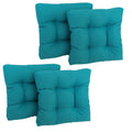 Blazing Needles Indoor/Outdoor Square Tufted Chair Cushion, 19 x 19, Aqua Blue 4 Count
