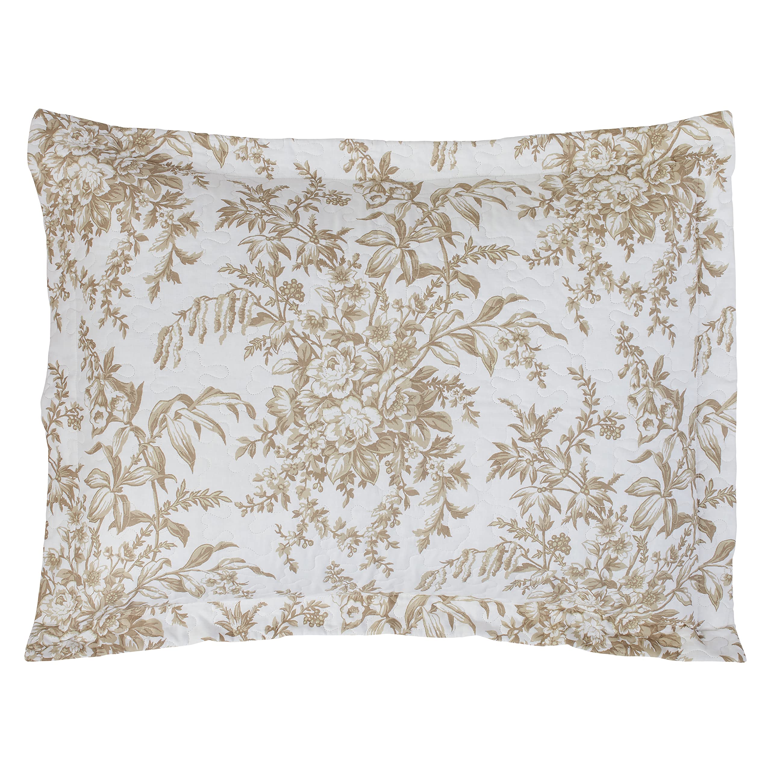 Laura Ashley - Twin Quilt Set, Reversible Cotton Bedding With Matching Sham, Home Decor For All Seasons (Bedford Mocha, Twin)