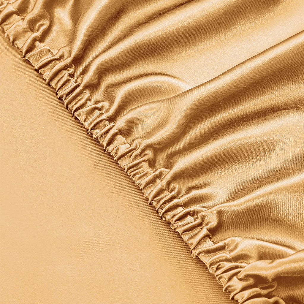 Siinvdabzx 4Pcs Satin Sheet Set California King Size Ultra Silky Soft Gold Satin Bed Sheets With Deep Pocket, 1 Fitted Sheet, 1