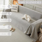 Handontime Grey Sofa Cover For Couch Boho Couch Cover For 3 Seat Couch Dog Couch Cover Love Seat Couch Covers Light Grey Sofa Sectional Cover 91' X150' Tassel Chenille Herringbone Sofa Covers