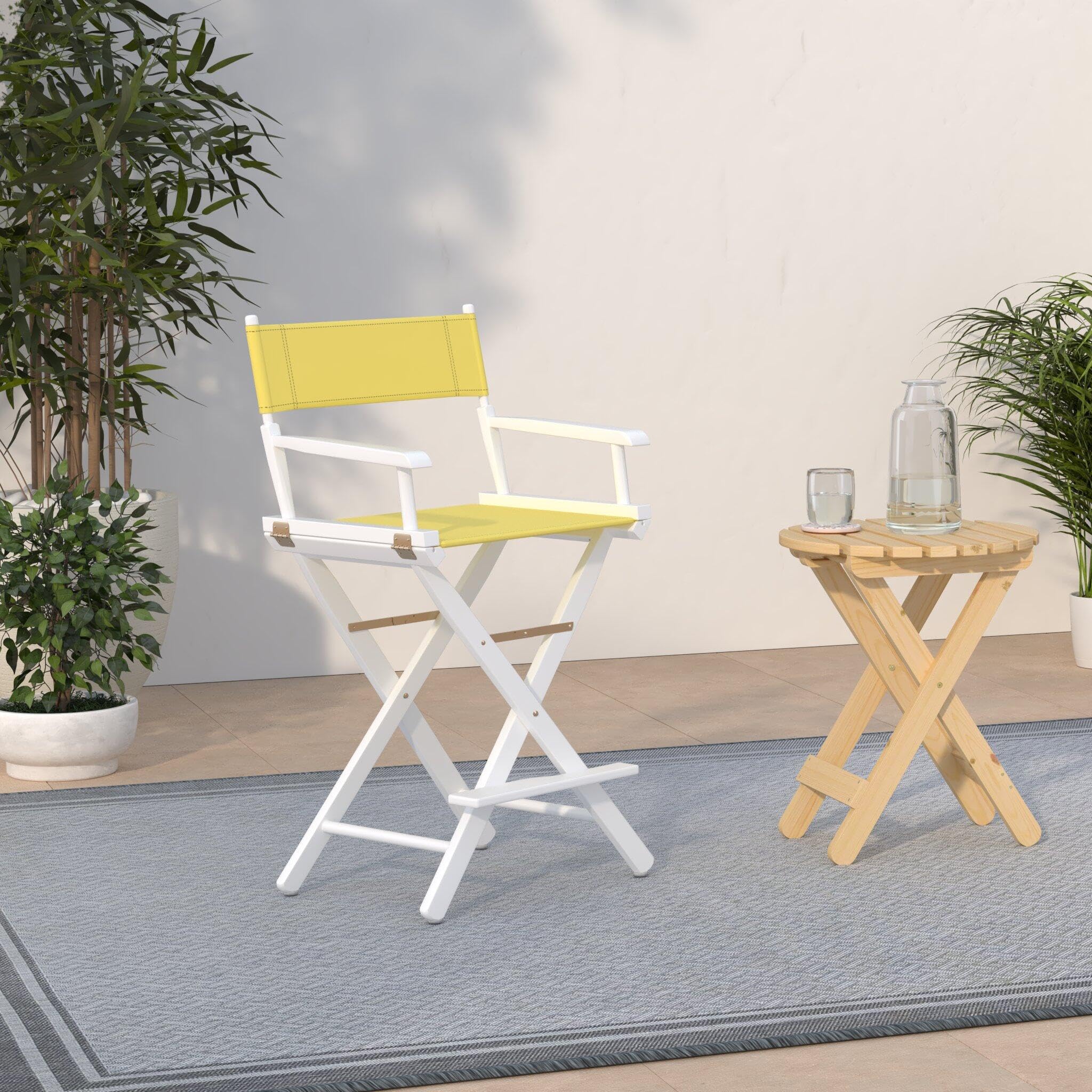 Casual Home 24&quot; Director'S Chair White Frame With Yellow Canvas, Counter Height
