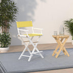 Casual Home 24" Director'S Chair White Frame With Yellow Canvas, Counter Height