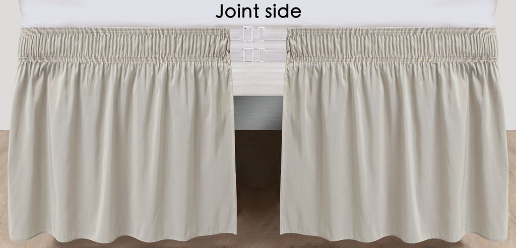Biscaynebay Wrap Around Bed Skirts For Full & Full Xl Beds 15' Drop, Camel Grey Adjustable Elastic Dust Ruffles Easy Fit Wrinkl