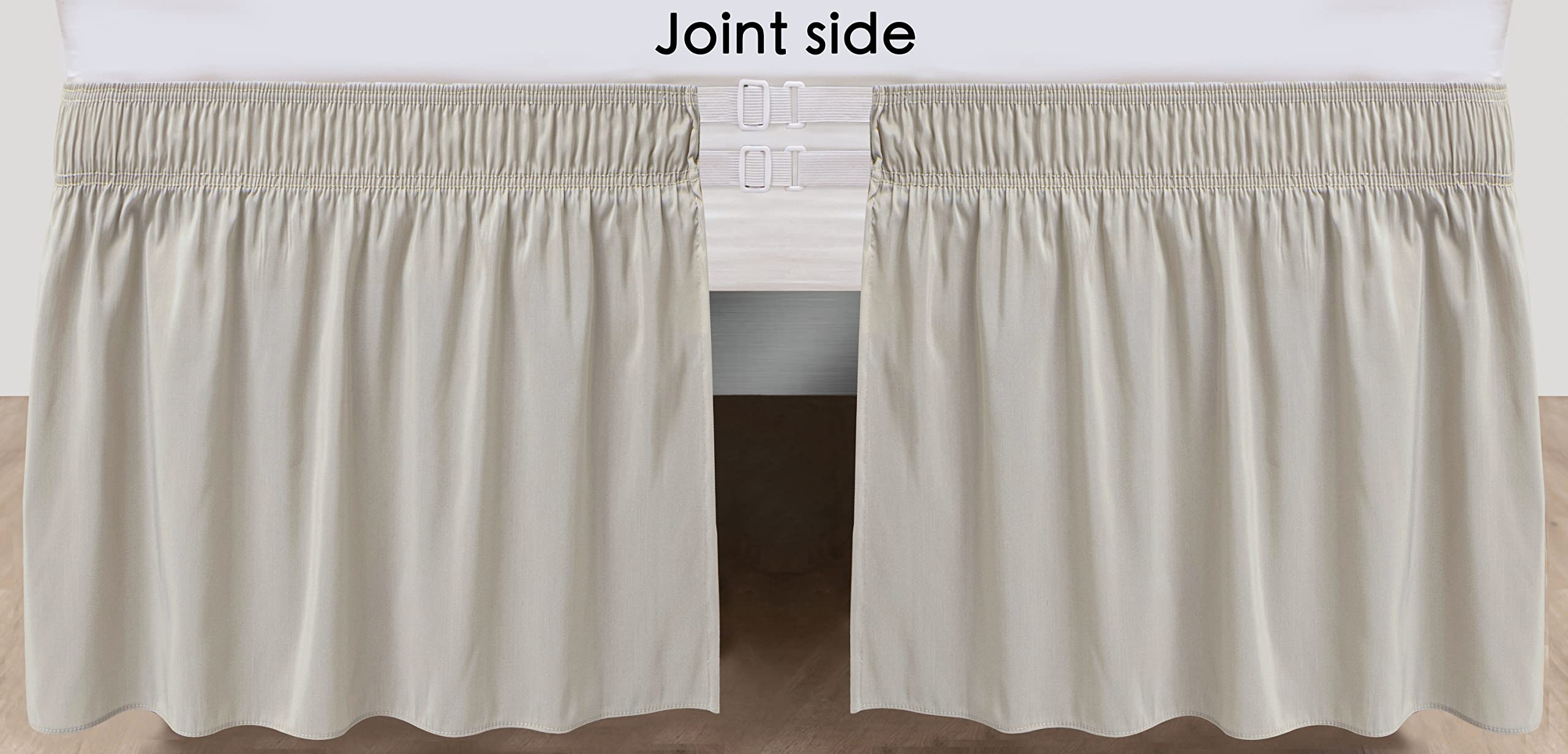Biscaynebay Wrap Around Bed Skirts For Full & Full Xl Beds 15' Drop, Camel Grey Adjustable Elastic Dust Ruffles Easy Fit Wrinkl