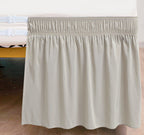 Biscaynebay Wrap Around Bed Skirts For Queen Beds With 12' Short Drop, Camel Grey Adjustable Elastic Dust Ruffles Easy Fit Wrin