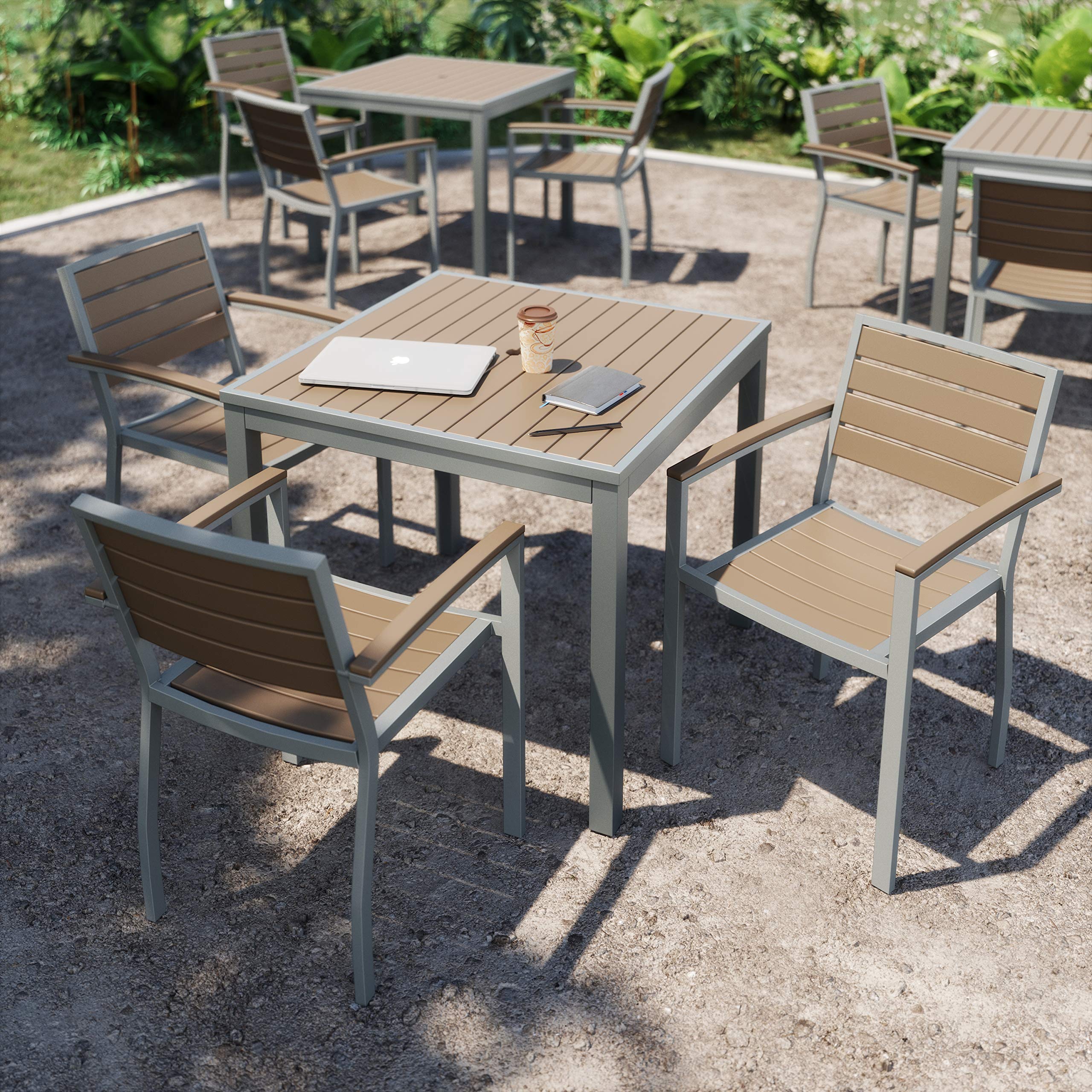 Olio Designs Series Ivy Patio Arm Chair, Mocha/Silver