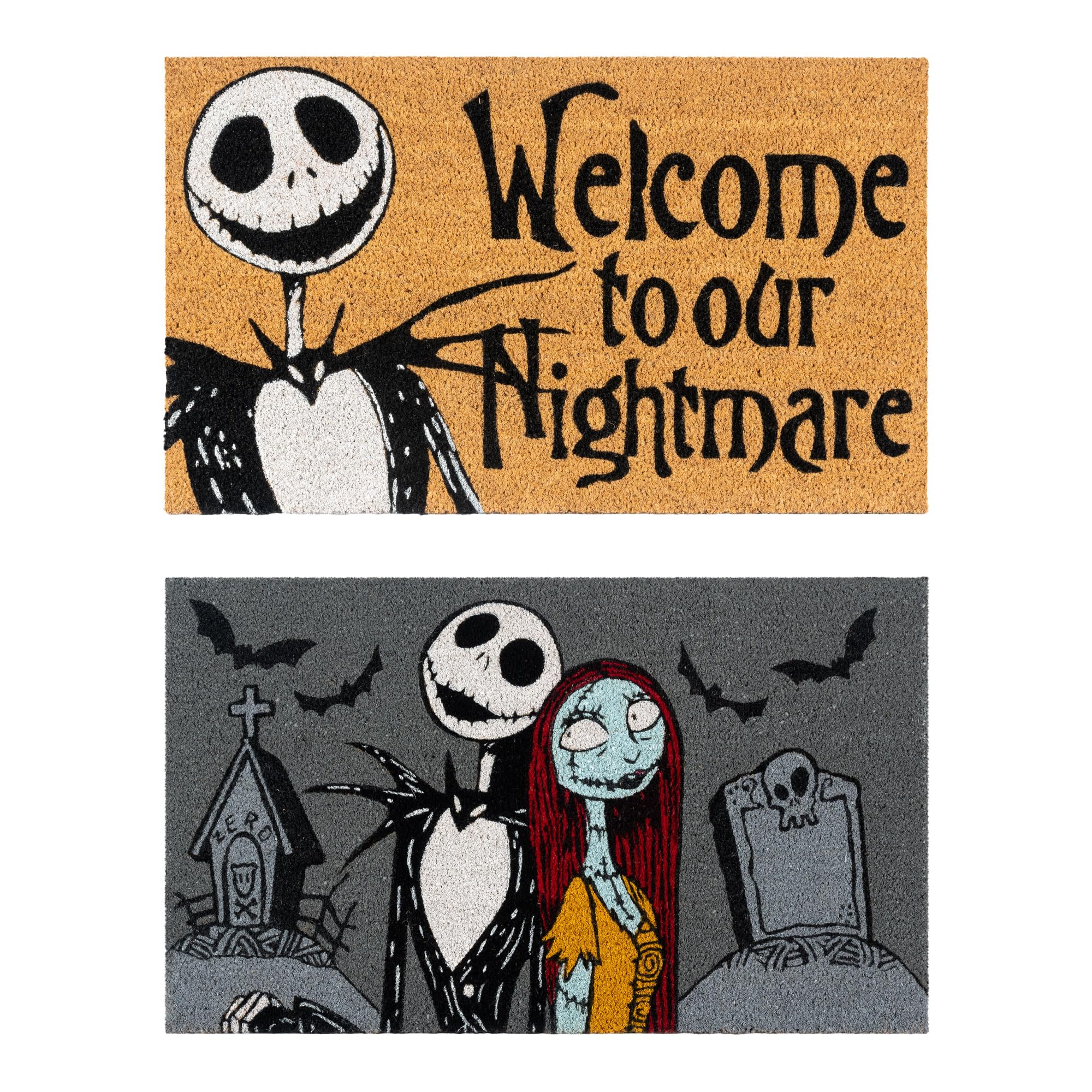 Gertmenian Nightmare Before Christmas Coir Mat (2-Pack), Welcome Mats For Front And Back Door, Home Entrance, And Garage, Home D