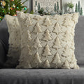 4TH Emotion Christmas Snowflake Tree Decorative Pillow Covers 20x20 Set of 2, Red Soft Plush Faux Fur Farmhouse Throw Cushion Ca