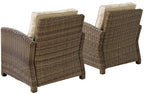 Crosley Furniture Bradenton 2-Piece Outdoor Chair Set, Wicker Patio Chairs for Conversation, Porch, Deck, Brown with Sand Cushions