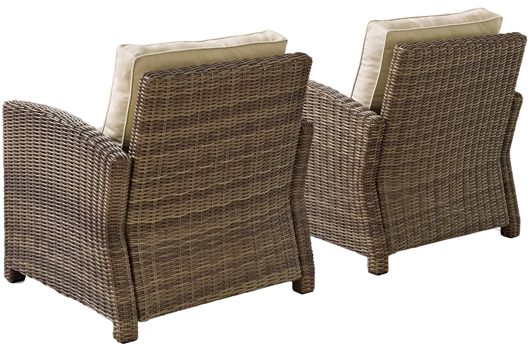 Crosley Furniture Bradenton 2-Piece Outdoor Chair Set, Wicker Patio Chairs for Conversation, Porch, Deck, Brown with Sand Cushions