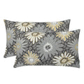 Romandeco Jacquard Floral Decorative Throw Pillow Covers For Couch Set Of 2, 12X20 Inches, Grey
