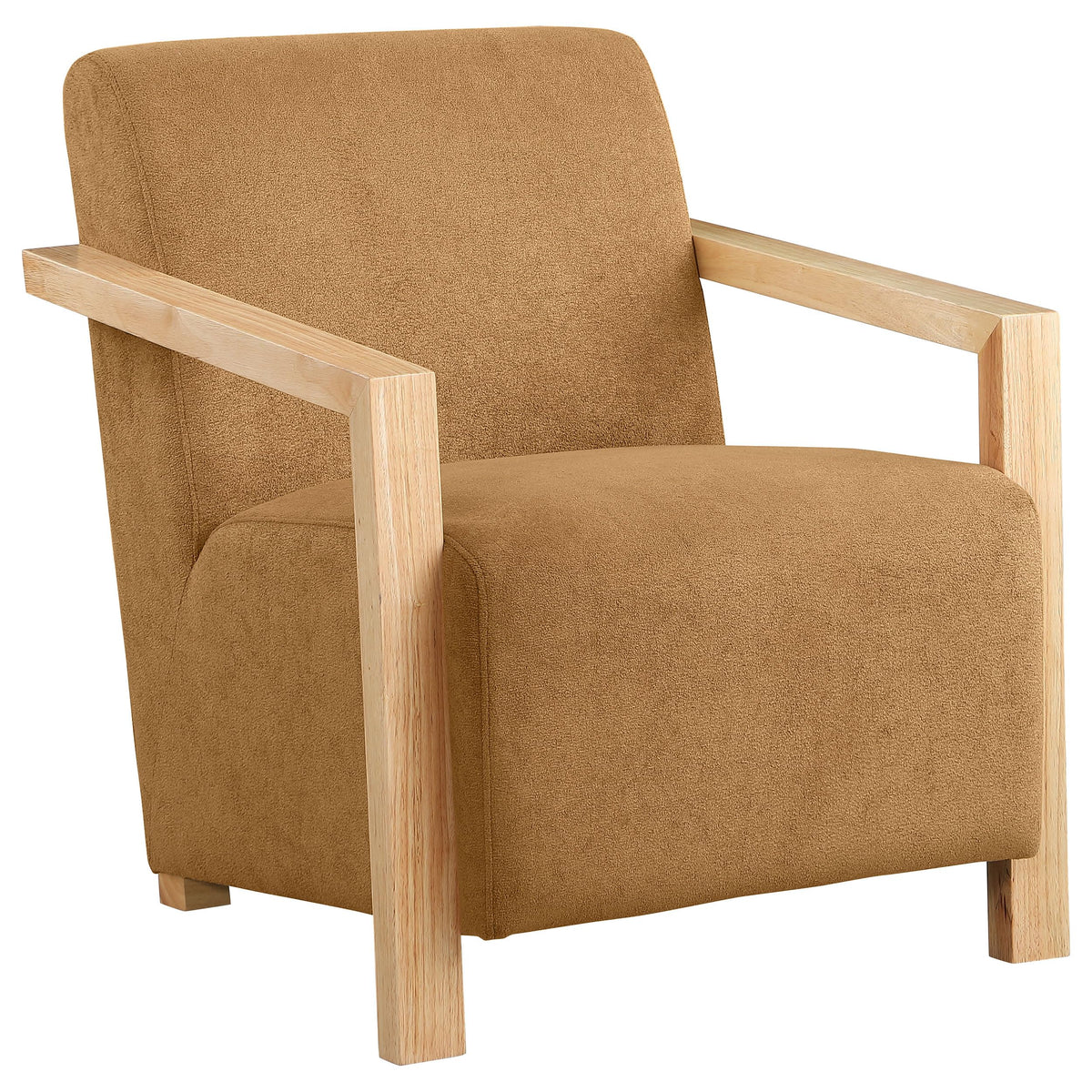 Coaster Home Furnishings Diego Upholstered Accent Arm Chair with Wood Arms Honey