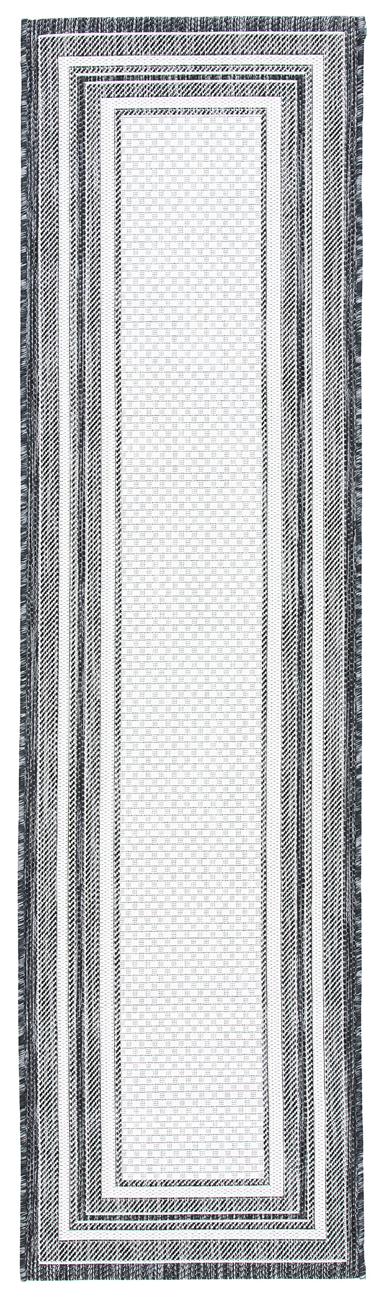 Safavieh Courtyard Collection 2'3' X 8' Ivory / Black Cy8475 Indoor/ Outdoor Waterproof Easy Cleaning Patio Backyard Mudroom Ru