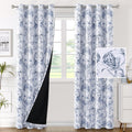 H.VERSAILTEX 100% Blackout Curtains for Living Room Camellia Floral Blackout Curtains 84 Inches Long Light Blocking Window Treat