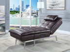 Acme Padilla Chaise Lounge with Pillow and USB Port in Brown